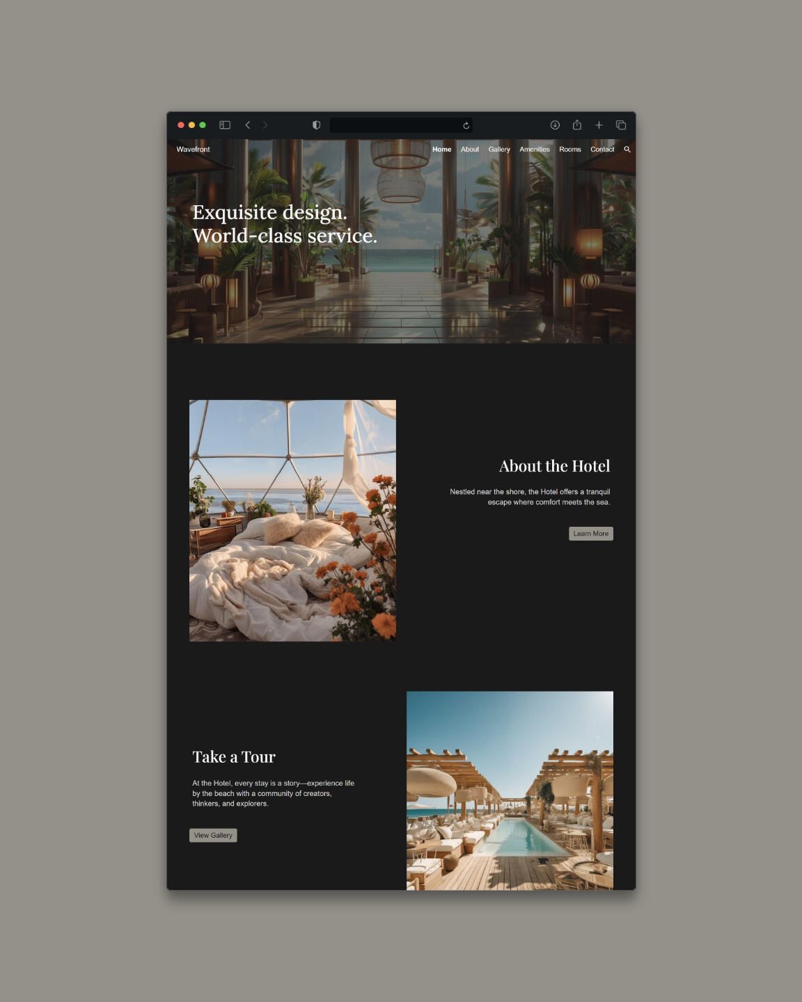 Wavefront Google Sites Hotel Mockup