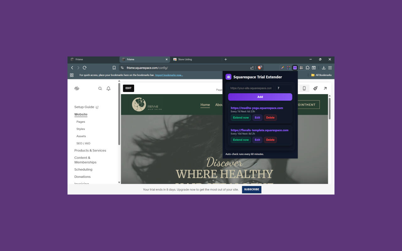 Squarespace Trial Extender