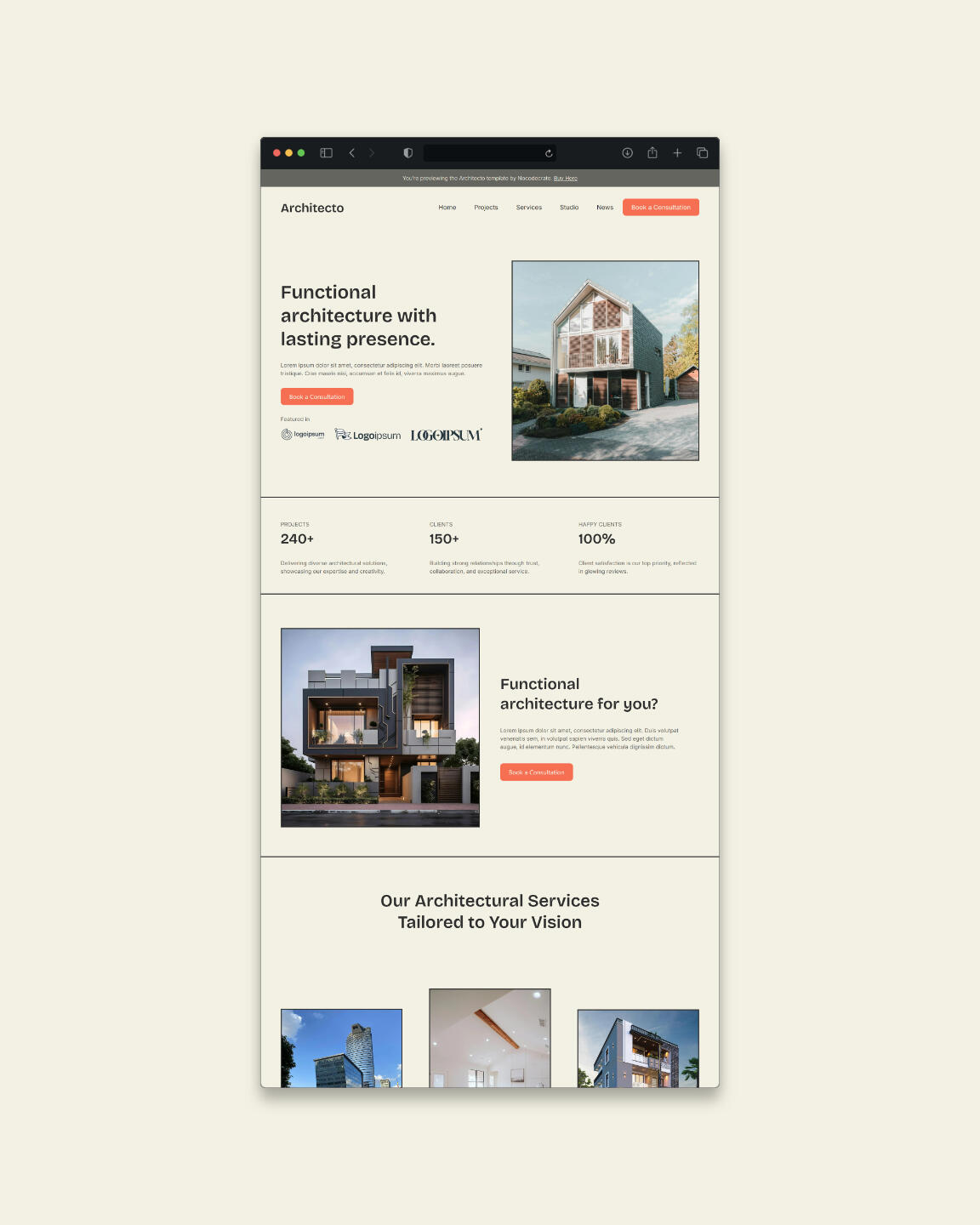 Architecto Carrd Mockup